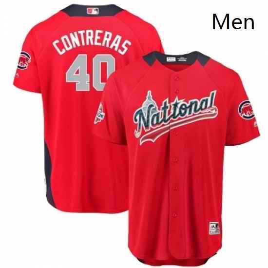 Mens Majestic Chicago Cubs 40 Willson Contreras Game Red National League 2018 MLB All Star MLB Jersey